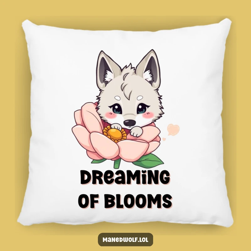 Funny Kawaii Maned Wolf Pillow - Cute Floral Accent Cushion Gift