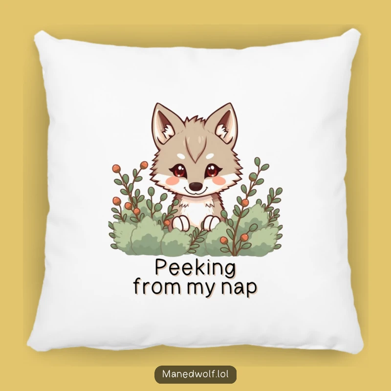 Funny Kawaii Maned Wolf Pillow, Sneaky Peek Wolf Cushion, Mysterious Comfort Gift