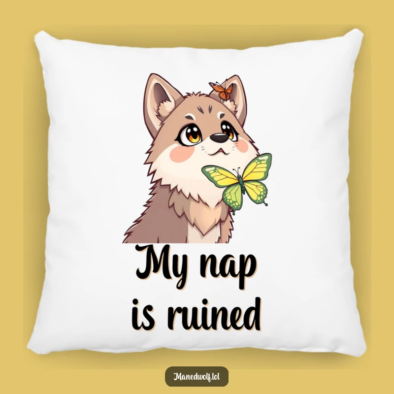 Funny Surprised Maned Wolf Pillow - Cozy Comfort with a Laugh