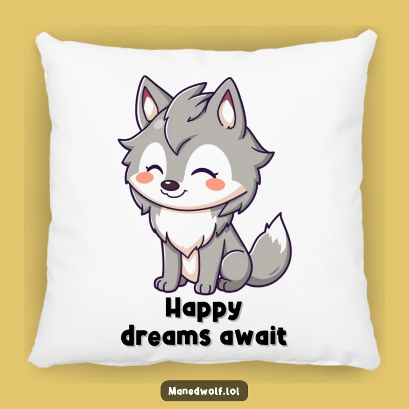 Happy Maned Wolf Grin Pillow: Cozy Comfort, Funny Joy