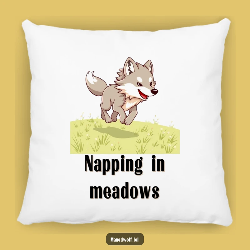 Cozy Maned Wolf Bounding Pillow: Snuggle with Funny, Wild Comfort!