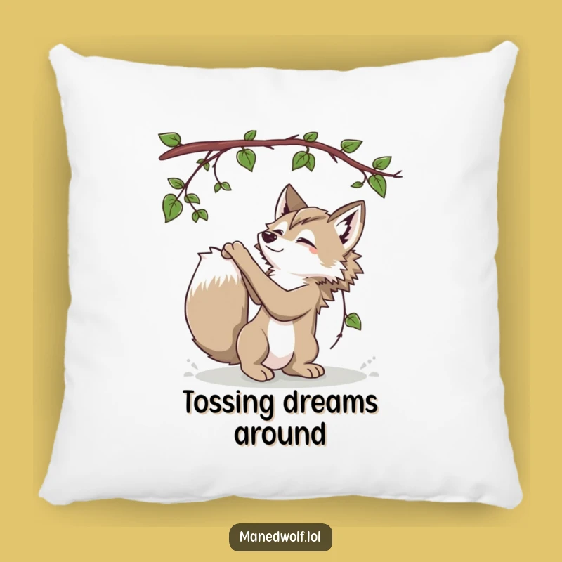 Playful Maned Wolf Pillow - Cozy Fun with a Vine