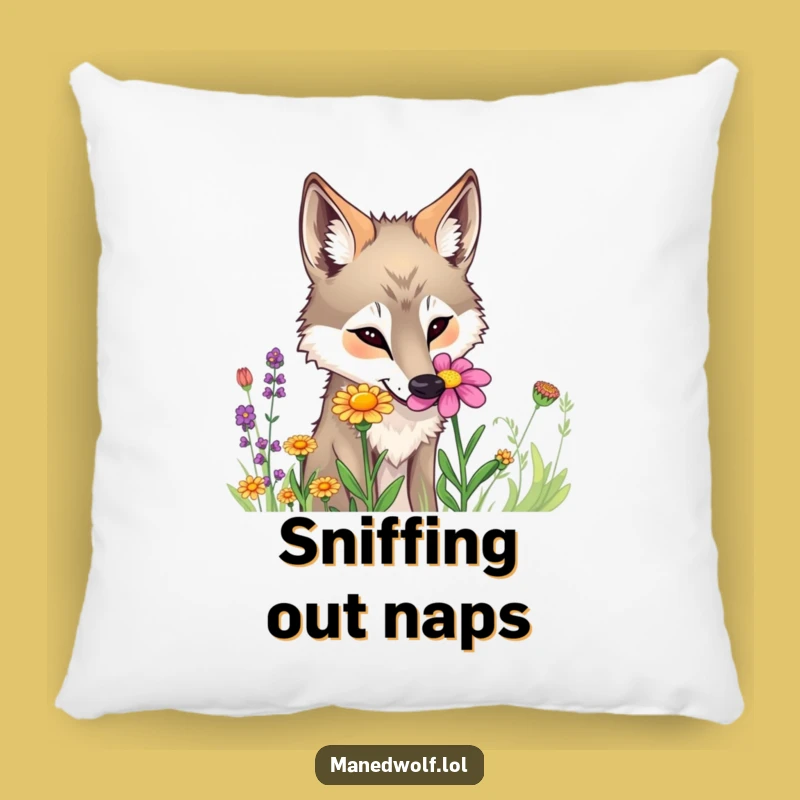 Funny Maned Wolf Flower Pillow - Comfy & Curious Accent
