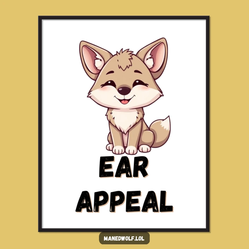 Funny Maned Wolf Happy Head Tilt Digital Art: Instant Adorable Charm!