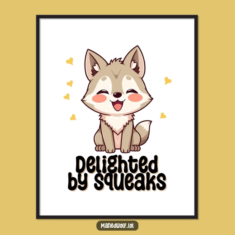 Funny Kawaii Maned Wolf Chirping Digital Art: Happy Vibes, Instant Funny Gift!
