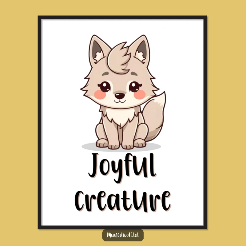 Funny Kawaii Maned Wolf Digital Art: Adorable Smile for Instant Decor