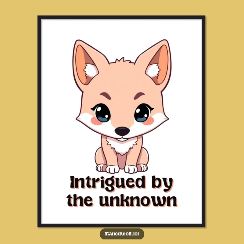 Funny Kawaii Maned Wolf Digital Art: Instant Intense Gaze Decor