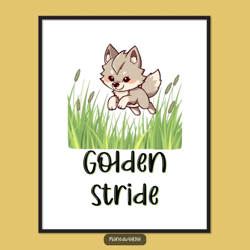 Funny Kawaii Maned Wolf Digital Art: Playful Printable, Humorous Gift Decor