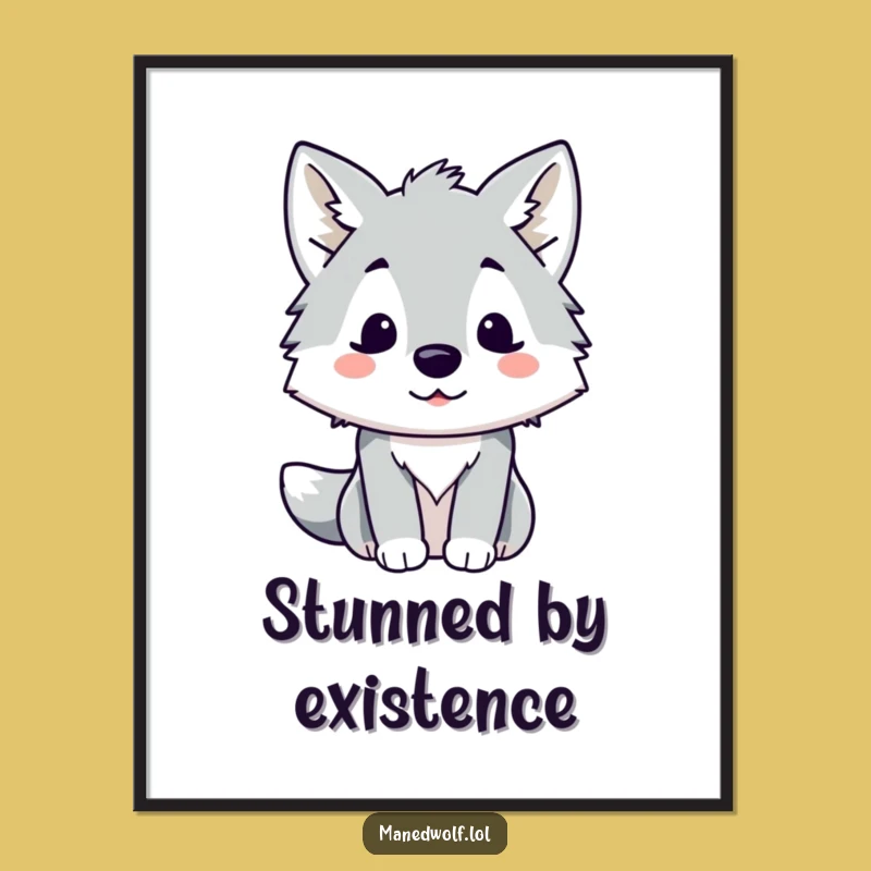 Funny Kawaii Maned Wolf Digital Art: Surprised Vibes, Instant Funny Gift Download!