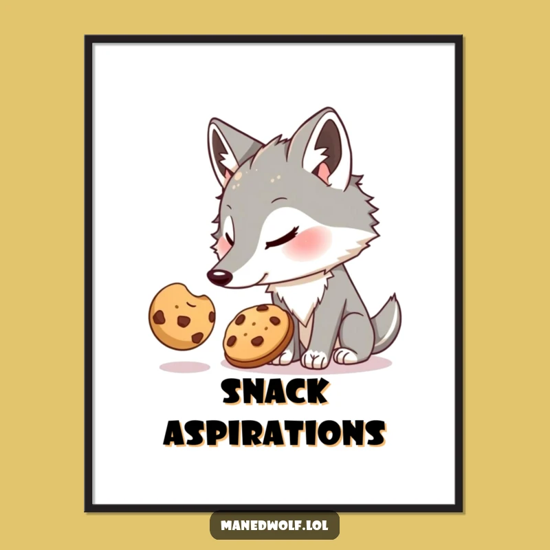 Funny Maned Wolf Cookie Art Print - Instant Hilarious Home Decor