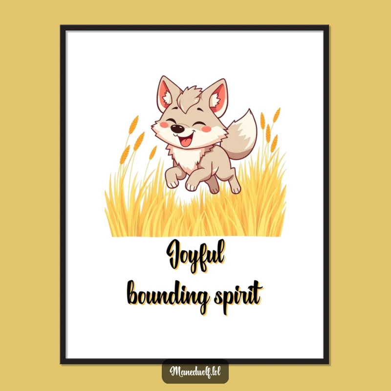 Funny Maned Wolf Grass Digital Print - Instant Joyful Art