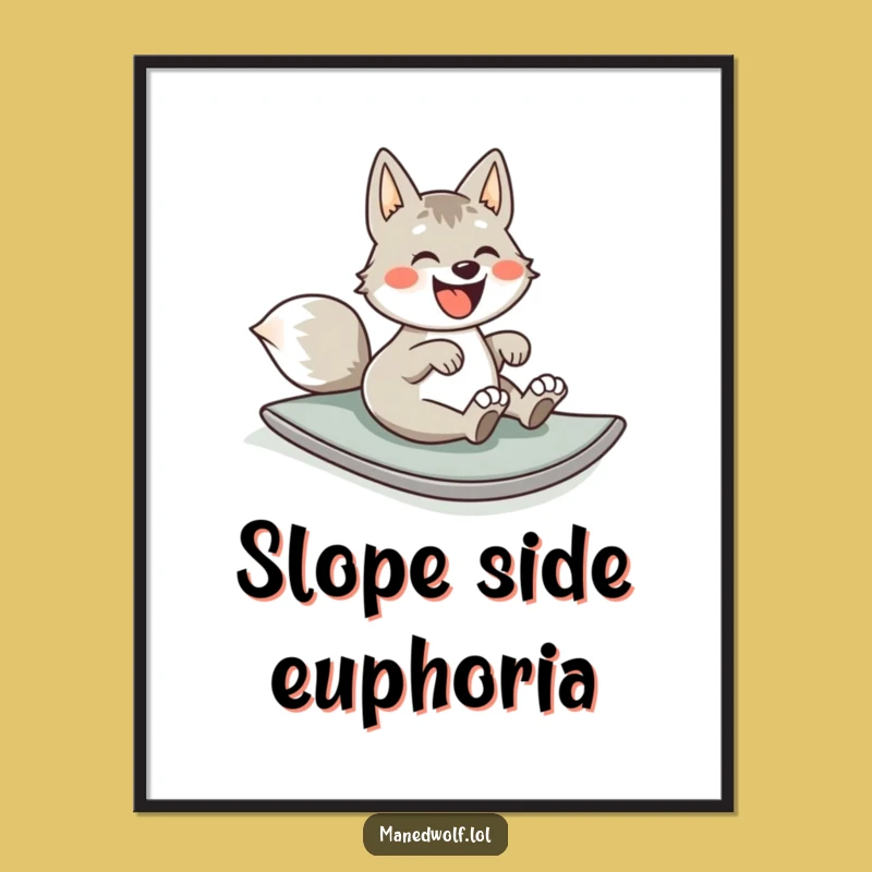 Funny Maned Wolf Rolling Digital Print: Instant Joyful Wall Art!