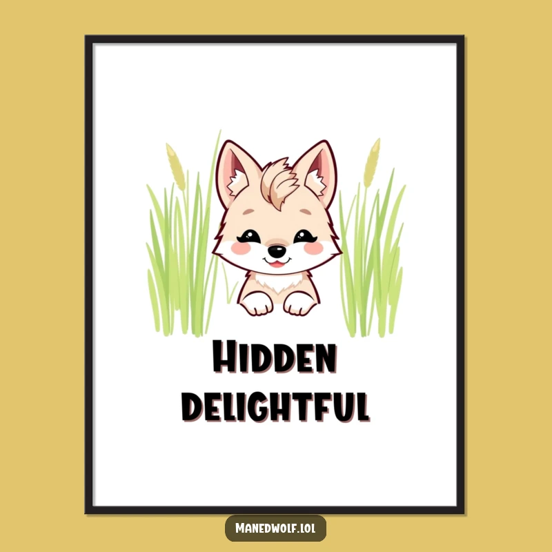 Kawaii Maned Wolf Digital Print: Instant Funny, Cute Wall Art!