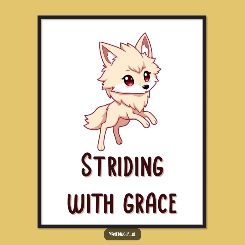 Kawaii Maned Wolf Long Legs Digital Print: Instant Cute, Funny Art