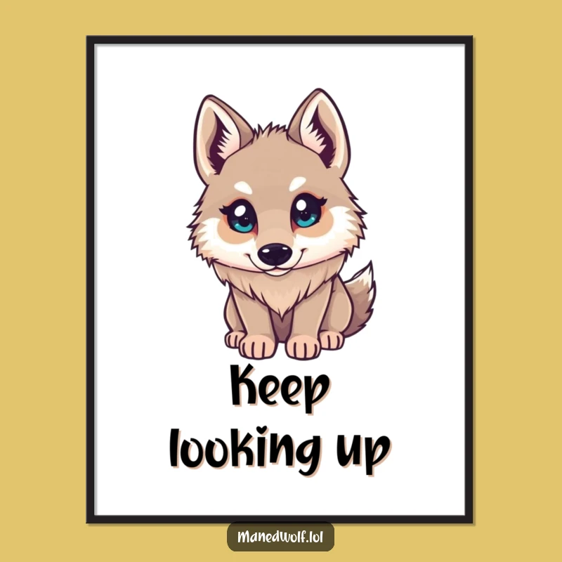 Funny Maned Wolf Curious Digital Print: Wonder Art for Walls