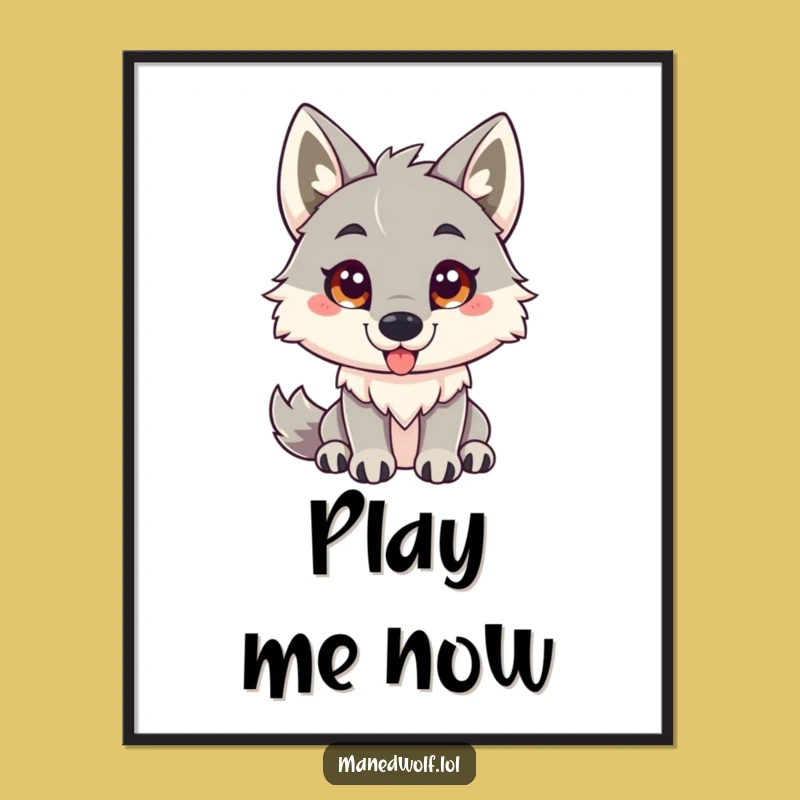 Funny Friendly Maned Wolf Digital Art - Instant Playfulness for Your Walls