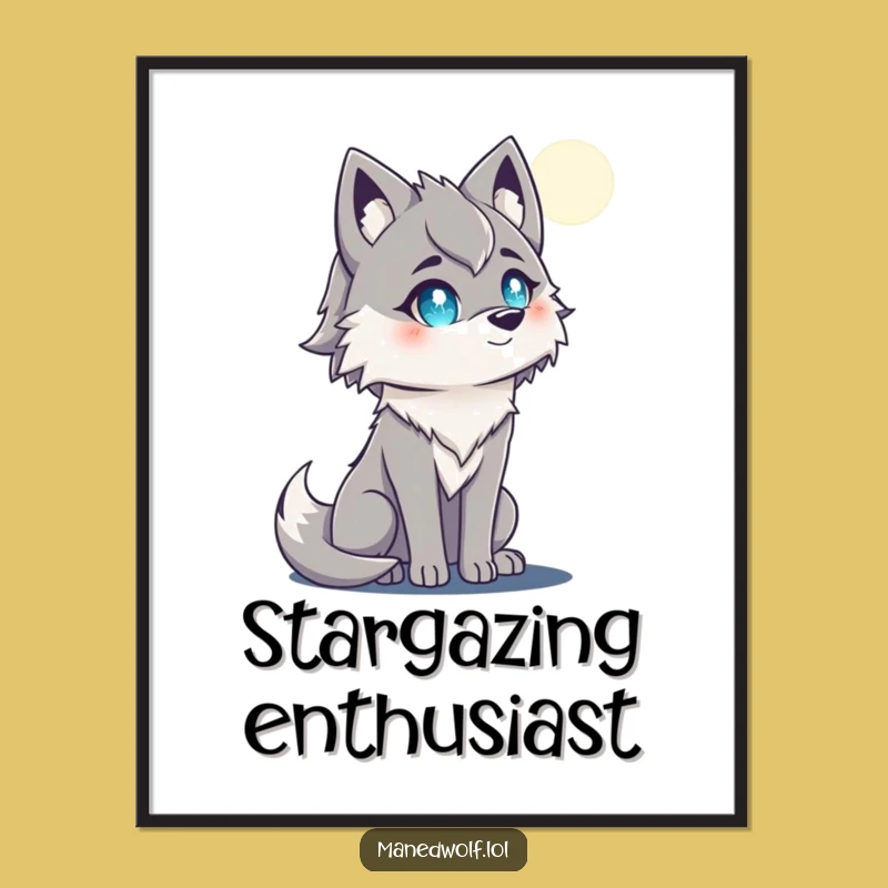 Mystical Maned Wolf Moon Digital Print: Instant Enchanting, Funny Decor!