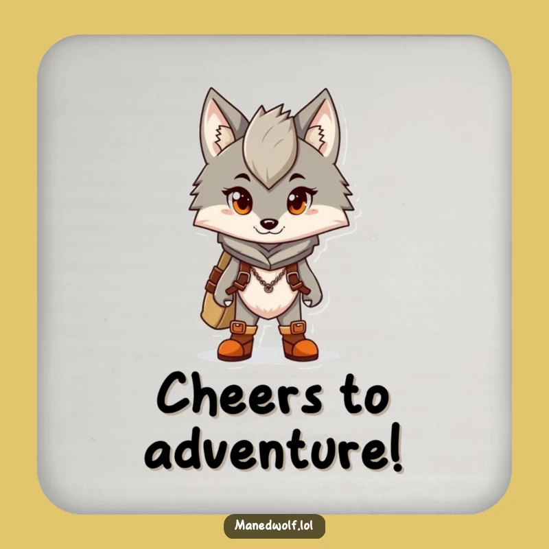 Funny Maned Wolf Coaster: Adventure Ready, Humorous Decor Gift