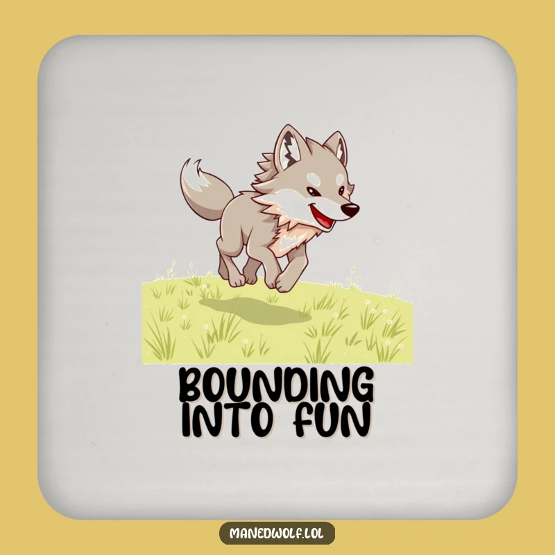 Energetic Maned Wolf Bounding Coasters: Protect Surfaces with Funny Flair!