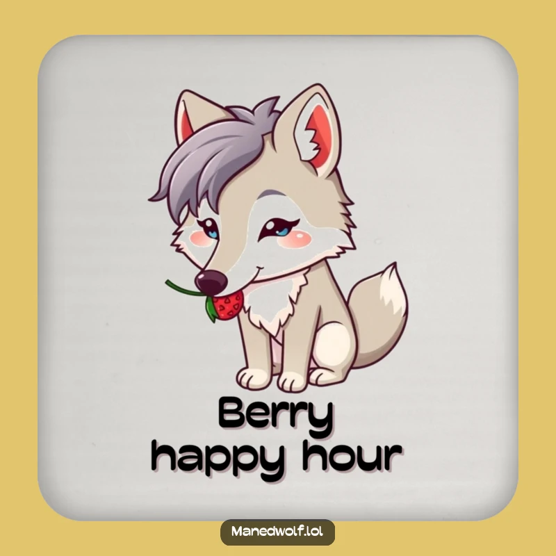 Funny Kawaii Maned Wolf Coaster: Berry Balance Decor, Delightful Funny Gift for Any Table!