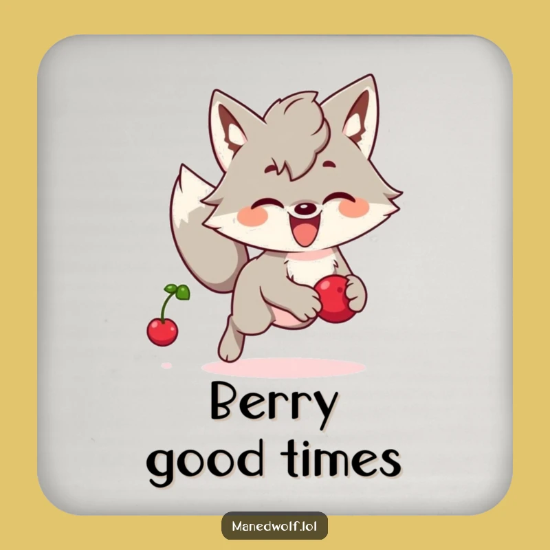 Funny Kawaii Maned Wolf Coaster: Berry Chase Protection, Humorous Gift Set