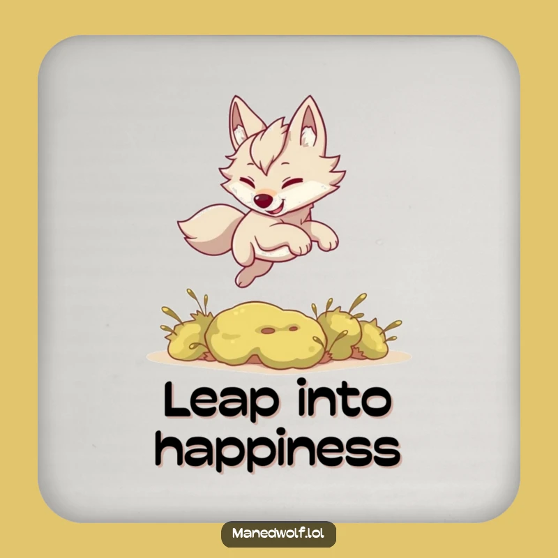 Funny Kawaii Maned Wolf Coaster Set: Bush Leap Fun, Quirky Gift