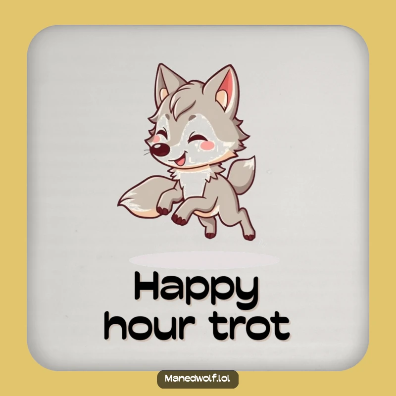 Funny Kawaii Maned Wolf Coasters (Set of 4): Protect Surfaces with Bouncy Joy