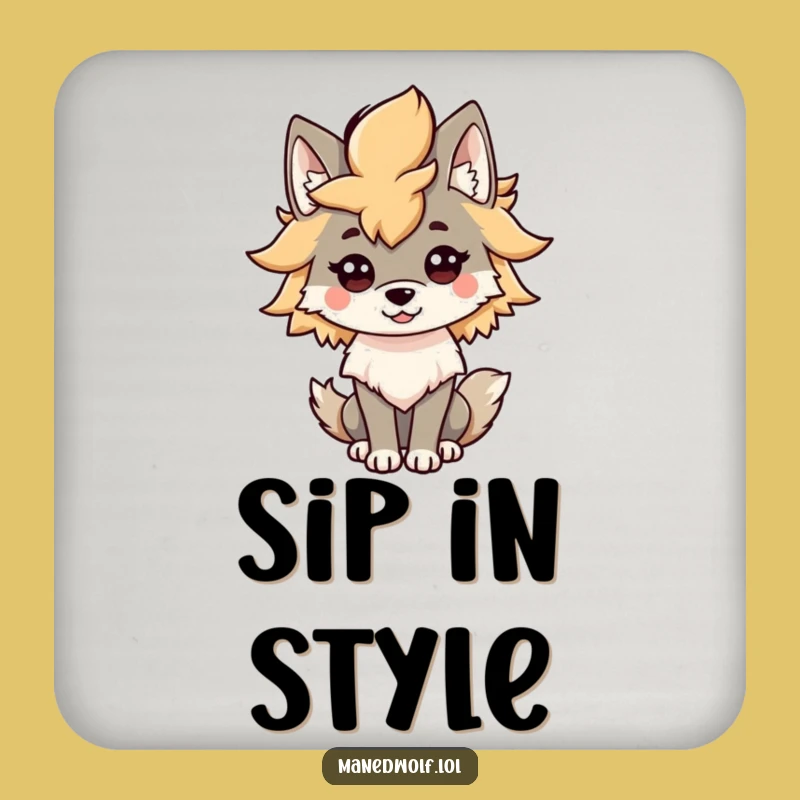 Funny Kawaii Maned Wolf Mane Coaster: Protect Your Surfaces with This Hilarious Wolf Dcor