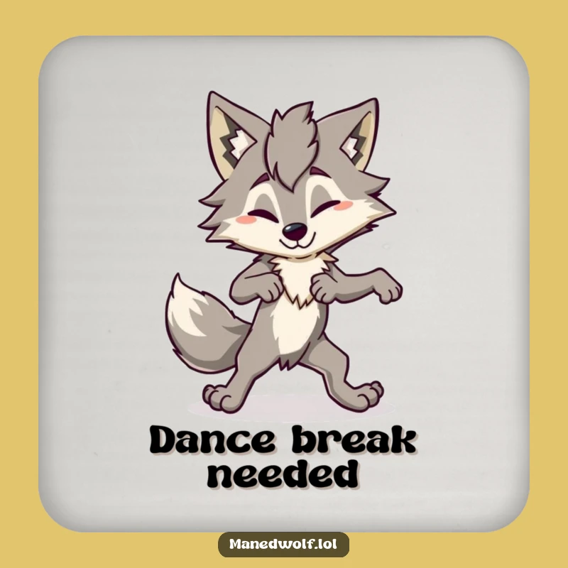 Funny Maned Wolf Coaster: Awkward Dance, Protect Surfaces Gift!