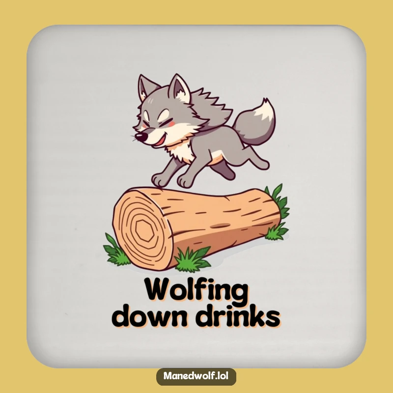 Funny Maned Wolf Coaster: Energetic Leap, Protect Surfaces Gift!