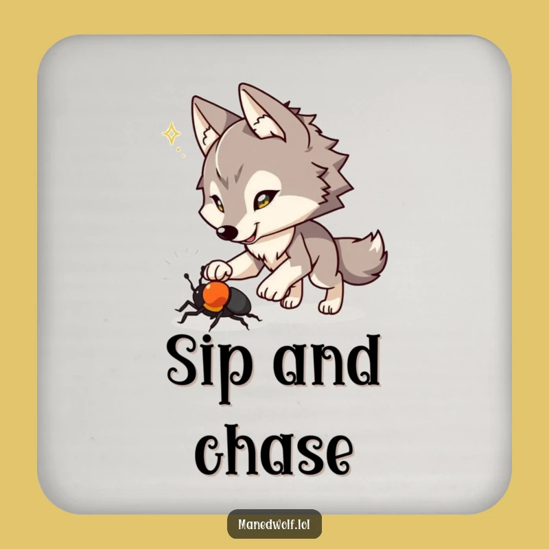Funny Maned Wolf Coaster Set: Playful Protection for Your Surfaces!