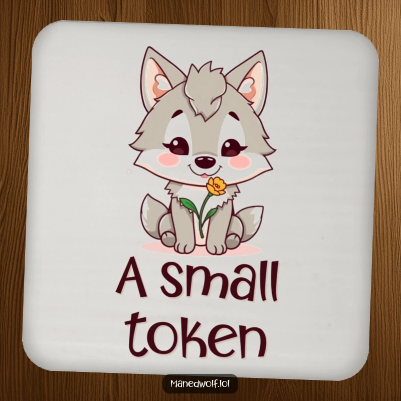 Funny Maned Wolf Coaster: Maned wolf offers a flower, a funny and protective coaster for drinks.