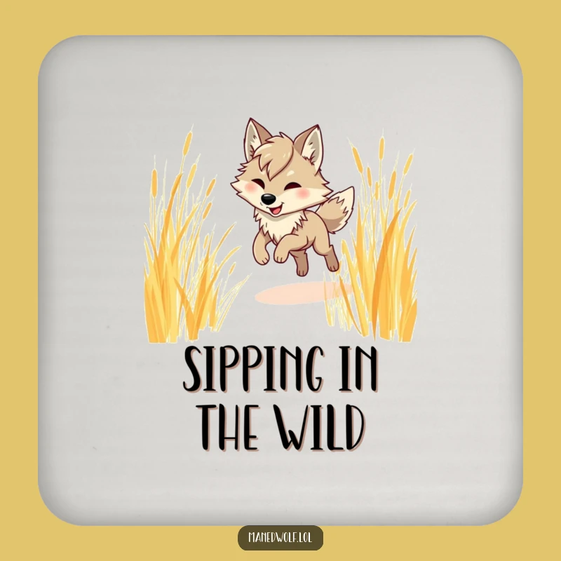 Funny Maned Wolf Prancing Coaster - Protect Surfaces with Exotic Humor