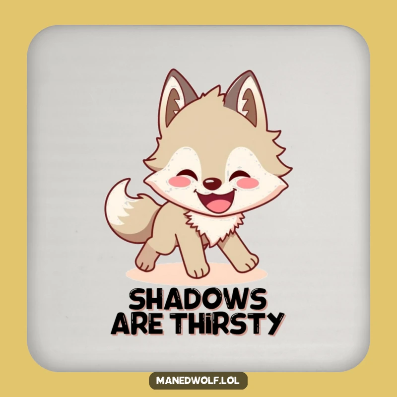 Funny Maned Wolf Shadow Chase Coasters: Protect Surfaces with Humor!