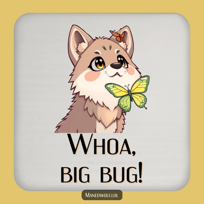 Funny Surprised Maned Wolf Coaster - Protect Surfaces with a Smile