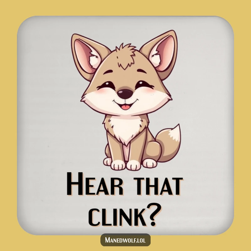 Funny Maned Wolf Happy Head Tilt Coaster: Sip with a Smile!