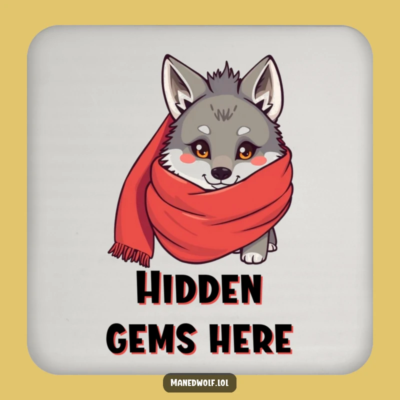 Funny Maned Wolf Scarf Peek Coaster - Shy Surface Protection