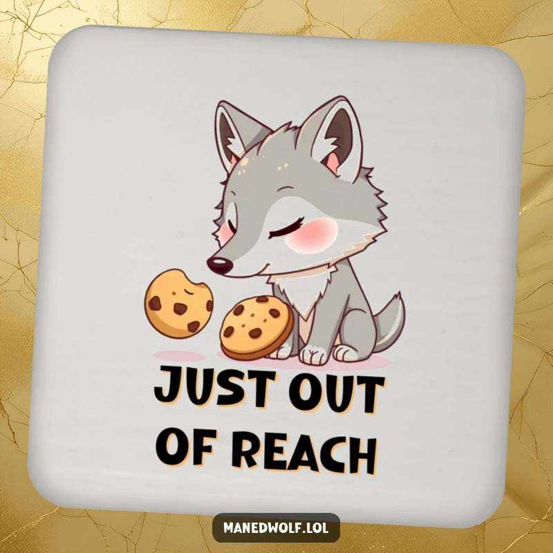 Funny Maned Wolf Coaster: Maned wolf humorously reaching for a treat, a funny and functional coaster for any table.