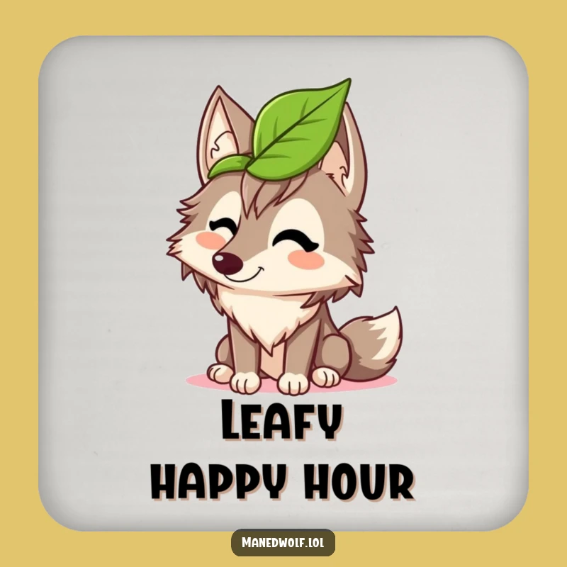 Funny Maned Wolf Leaf Hat Coasters: Protect Surfaces with Giggles!
