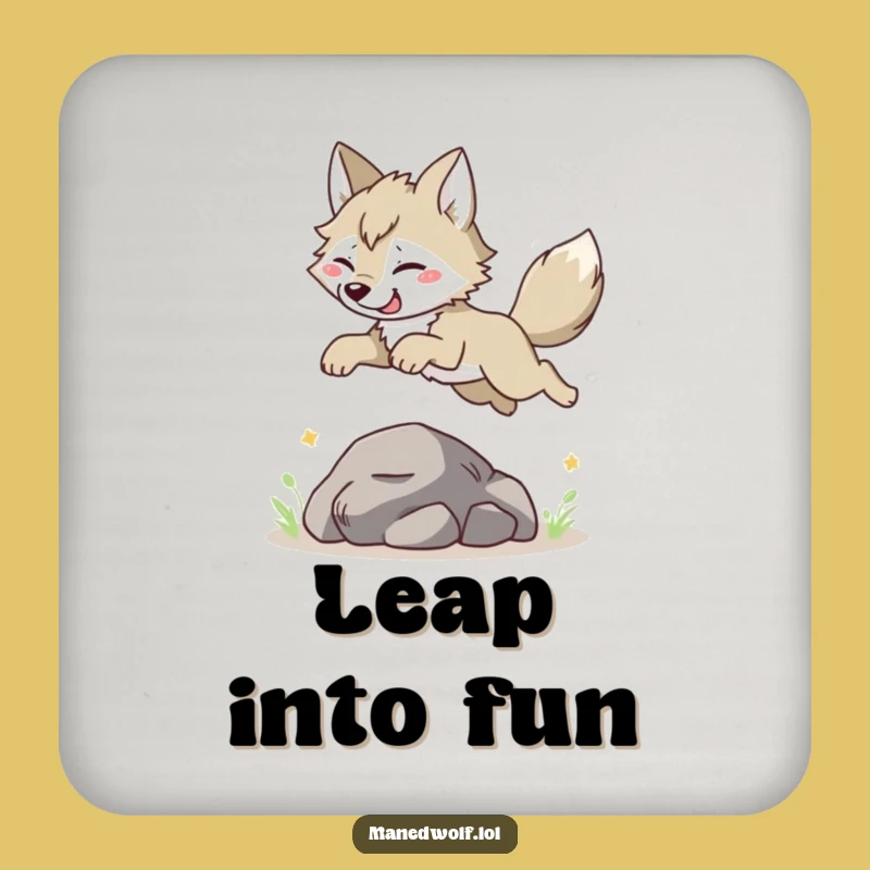 Funny Maned Wolf Leaping Coaster: Protect Surfaces with Joy