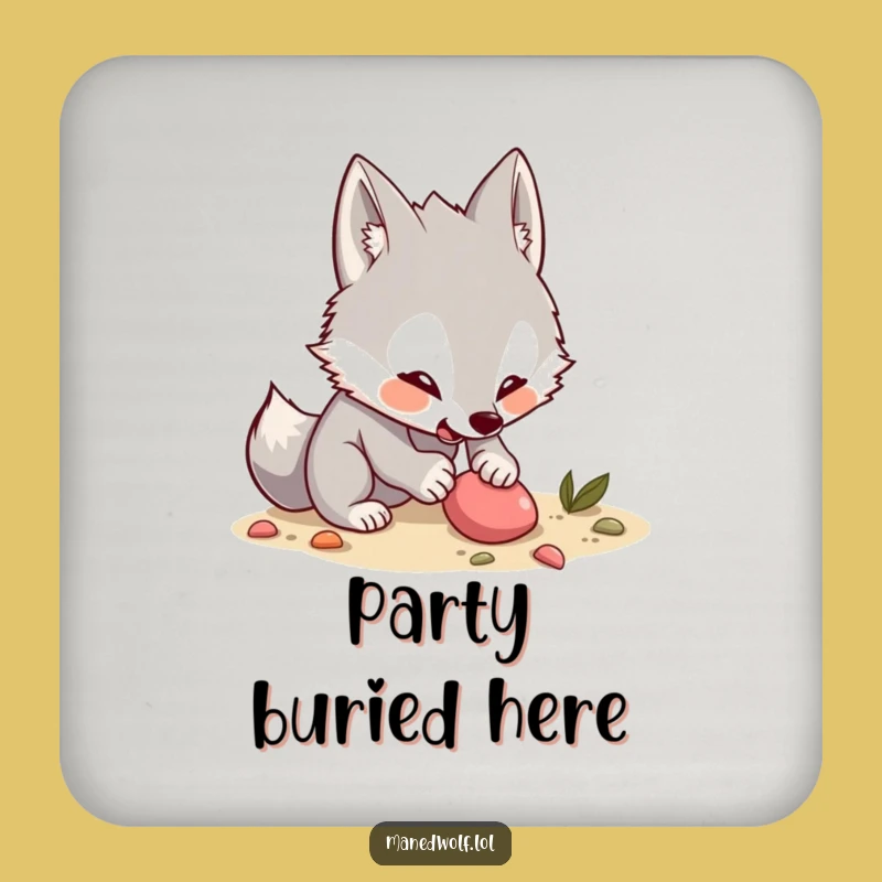 Funny Maned Wolf Coaster: Protect Surfaces with this Digging Kawaii Wolf
