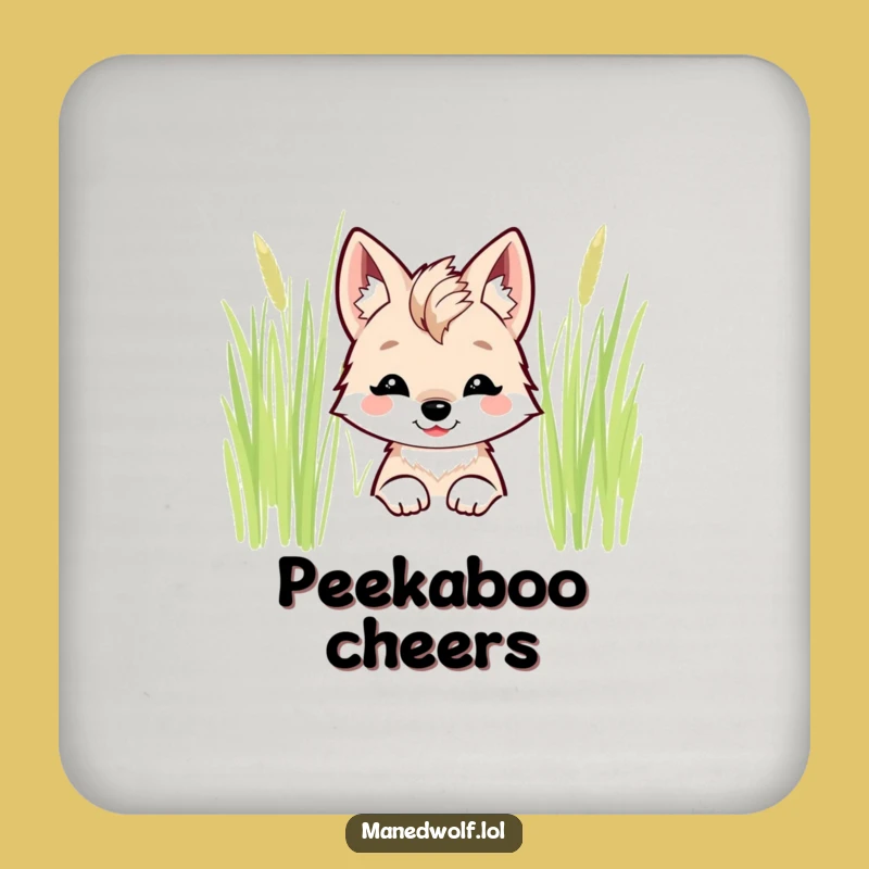 Kawaii Maned Wolf Coaster Set: Protect Surfaces with Funny Cuteness!