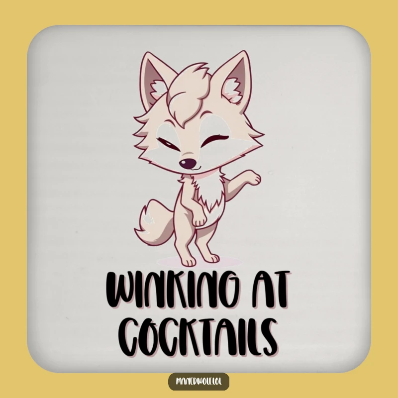 Playful Maned Wolf Wink Coaster: Protect Surfaces with Fun