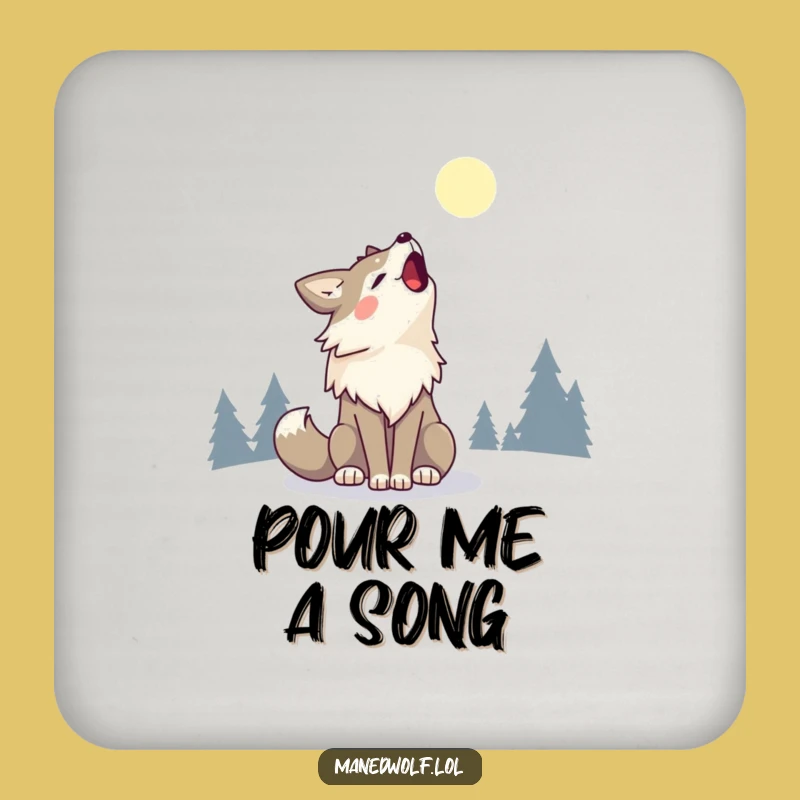 Kawaii Maned Wolf Coaster - Happy Howls for Your Drinks