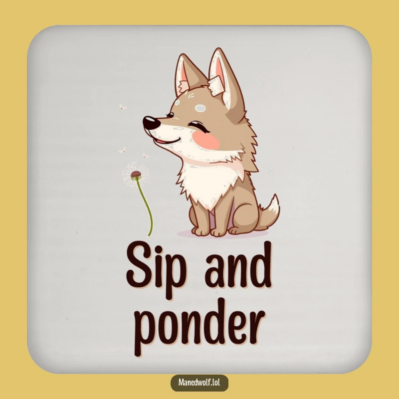 Funny Maned Wolf Dandelion Coaster - Protect Surfaces with Wonder