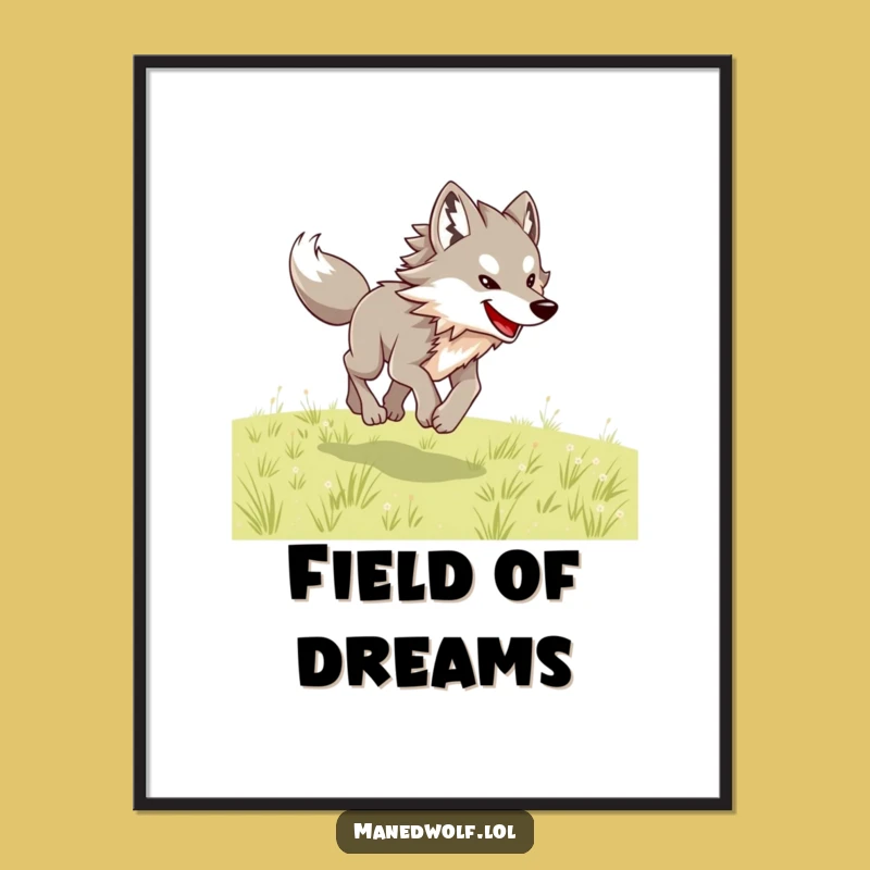 Energetic Maned Wolf Bounding Poster: Bring Funny, Wild Art Home!