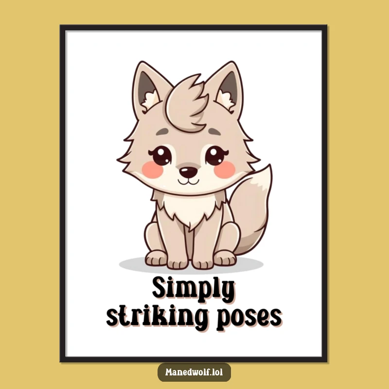 Funny Kawaii Maned Wolf Poster: Adorable Art to Brighten Your Space