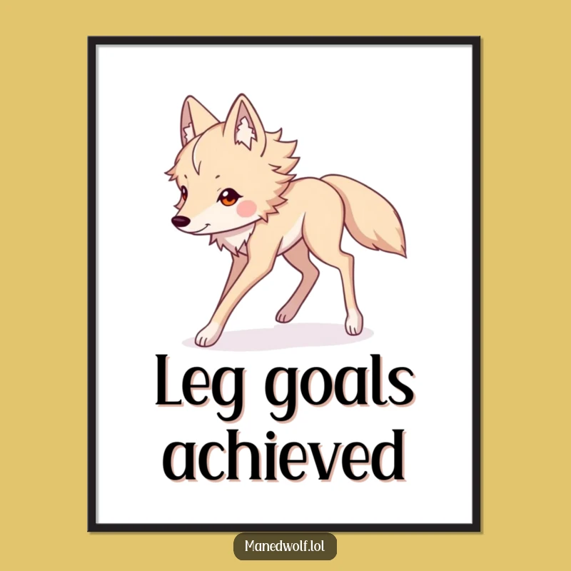 Funny Kawaii Maned Wolf Poster: Elegant Long-Legged Strider Art