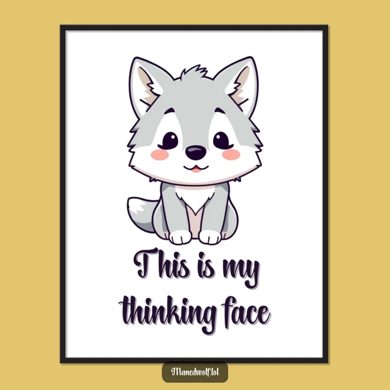 Funny Kawaii Maned Wolf Poster: Surprised Art, Whimsical and Funny Gift Decor!