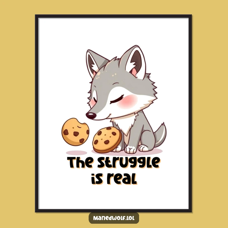 Funny Maned Wolf Cookie Art Poster - Hilarious Wall Decor Gift